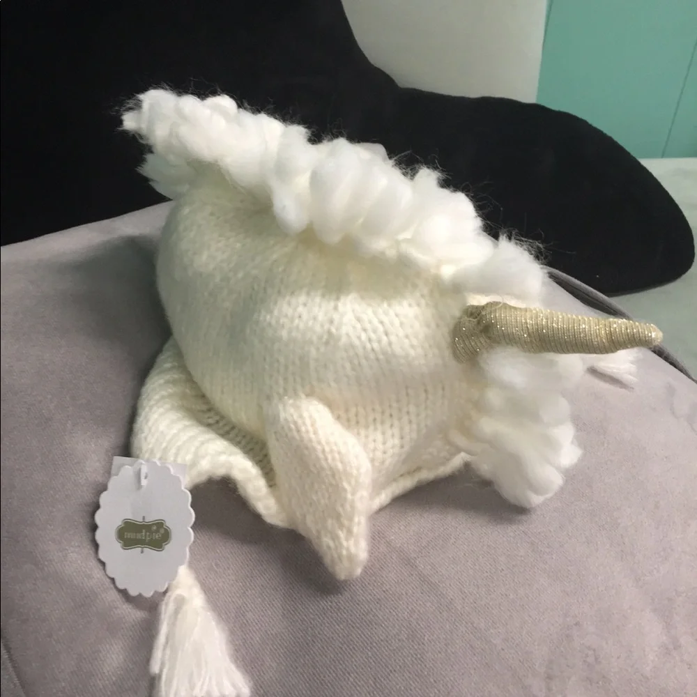HOST PICK BNWT MUD PIE UNICORN IVORY KNIT HAT SIZE 2T-5T BOUTIQUE HAT